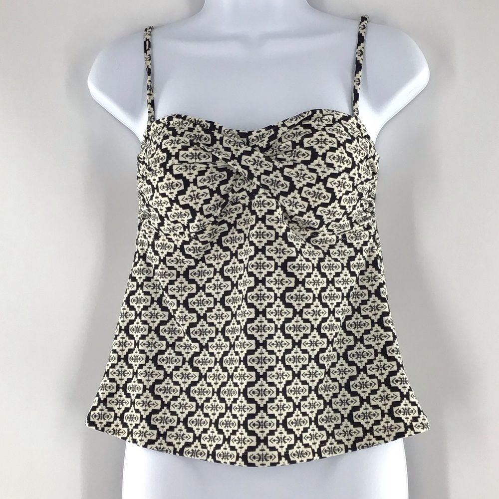 Joe Fresh Off-White &Black Loose Bathing Suit Top